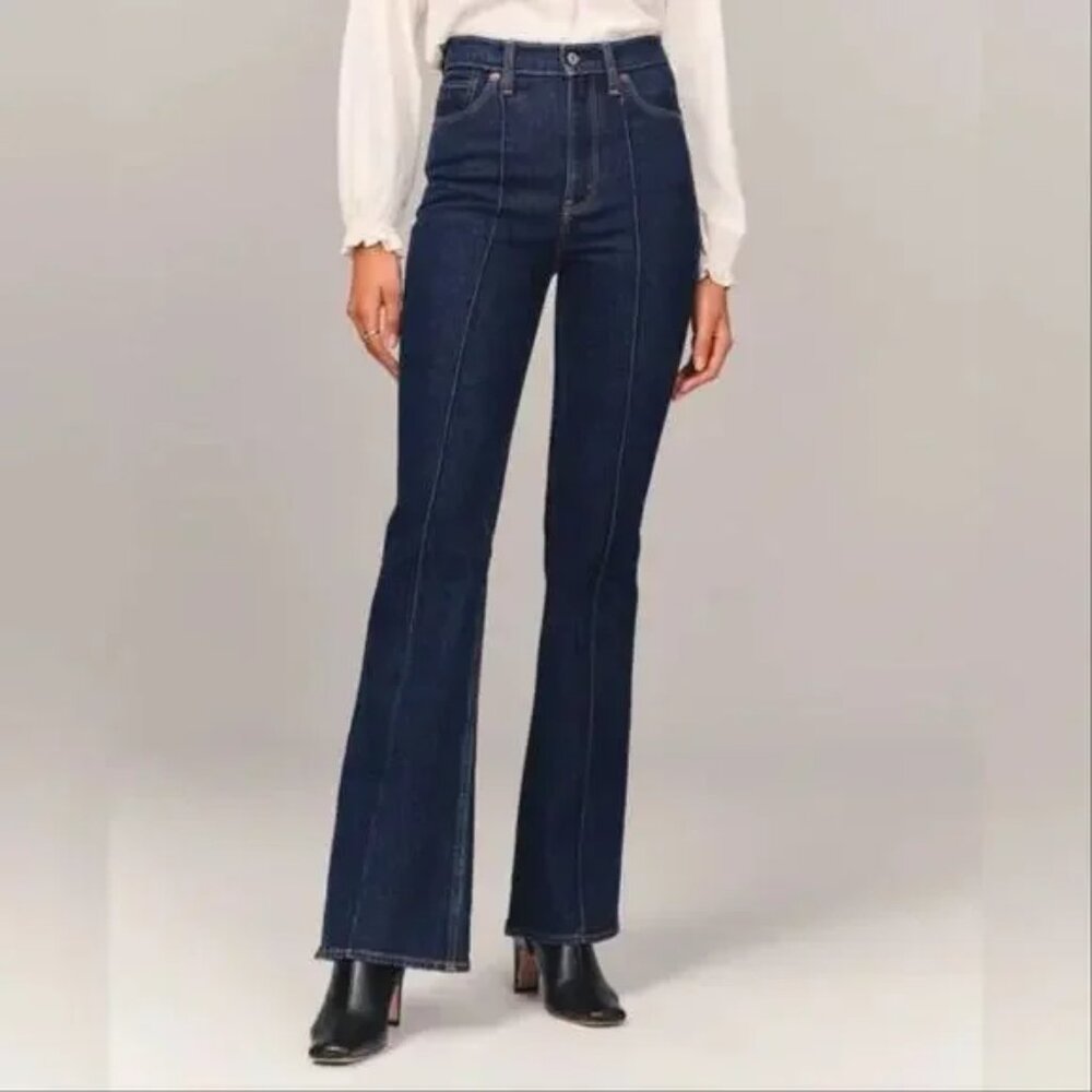 ABERCROMBIE & FITCH THE VINTAGE FLARE JEANS HIGH RISE FRONT SEAM BELL DENIM 31 - Picture 2 of 7